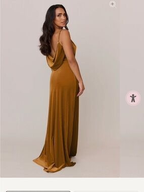 Revelry Cowl-Back Velvet Maxi Dress in Mustard